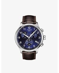 Tissot - T1166171604700 Chrono Xl Classic Stainless Steel And Leather Strap Watch - Lyst