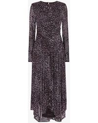 Whistles - Feather Leopard-print Stretch-recycled Polyester Midi Dress - Lyst
