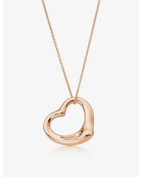 Tiffany & Co. - Open Heart 18ct Rose-gold Pendant Necklace - Lyst