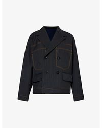 Sacai - Vy Notched-lapel Double-breasted Wool-blend Blazer - Lyst