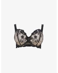 Aubade - Sofessence Floral-embroidered Stretch-mesh Half-cup Bra - Lyst