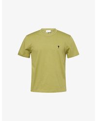 Ami Paris - Adc Logo-Embroidered Cotton-Jersey T-Shirt - Lyst