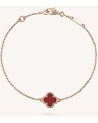 Van Cleef & Arpels - Sweet Alhambra Rose-gold And Carnelian Bracelet - Lyst