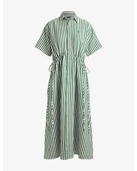 Polo Ralph Lauren - Striped Side-Tie Cotton And Linen Blend Shirt Dress - Lyst