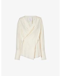 Givenchy - V-neck Notch-lapel Silk Blouse - Lyst