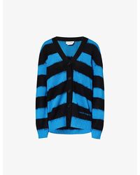 Alexander McQueen - Striped Brand-embroidered Cotton-knitted Cardigan - Lyst