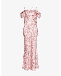 Pretty Lavish - Dariah Off-Shoulder Satin Maxi Dress - Lyst
