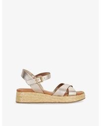 Dune - Littleton Cross-Strap Leather Raffia Flatform Sandals - Lyst