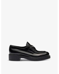 Prada - Logo-plaque Leather Loafers - Lyst