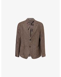 Emporio Armani - Single-Breasted Two-Button Linen Blazer - Lyst