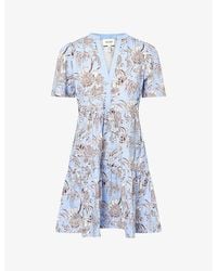 ME+EM - Rich-Canopy Print Tiered Cotton-Jersey Mini Dress - Lyst