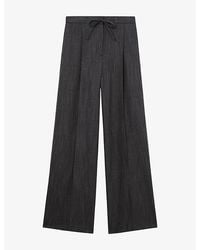 Reiss - Derby Wide-Leg Herringbone Wool-Blend Trousers - Lyst