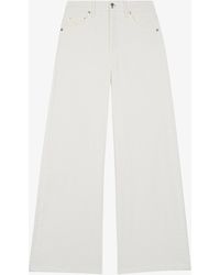 Maje Prairie Wide-leg High-rise Stretch Organic-cotton Jeans - White