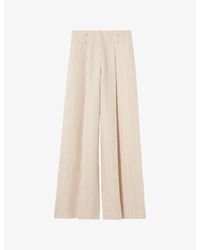 Claudie Pierlot - Tailored Wide-Leg Linen-Blend Trousers - Lyst