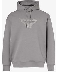 Emporio Armani - Logo-embroidered Stretch Cotton-blend Hoody X - Lyst