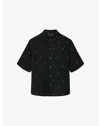 AllSaints - Cardsuit Graphic-Print Short-Sleeve Woven Shirt - Lyst