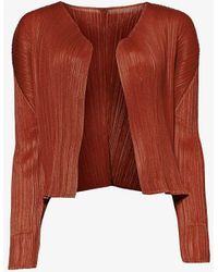 Pleats Please Issey Miyake - Basics Pleated Knitted Jersey Jacket - Lyst