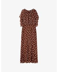 Whistles - Polka-Dot Cinched-Waist Woven Midi Dress - Lyst