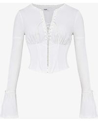 House Of Cb - Anissa Lace-up Stretch-woven Top - Lyst