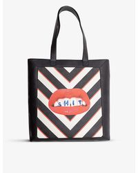 Seletti - Wears Toiletpaper Lipstick-print Canvas And Faux-leather Tote Bag - Lyst