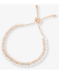 Apm Monaco - Up And Down 18ct -plated Metal, Zirconia And Pearl Bracelet - Lyst