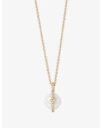 Astley Clarke - Luna 14Ct- 0.062Ct Lab-Grown Diamond And Freshwater Pearl Pendant Necklace - Lyst