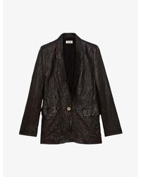 Zadig & Voltaire - Valse Crinkled-Texture Leather Blazer - Lyst