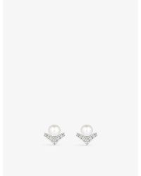 Chaumet - Joséphine Aigrette 18Ct- 0.15 Brilliant Cut Diamonds And 1.70Ct Pearl Stud Earrings - Lyst