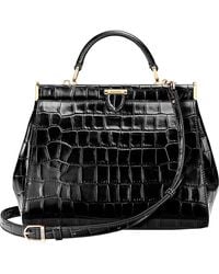 Aspinal of London - Florence Small Croc-embossed Leather Top-handle Bag - Lyst