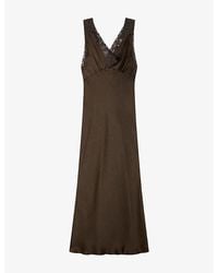 Sandro - V-Neck Lace-Embroidered Woven Maxi Dress - Lyst