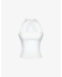 House Of Cb - Cosette Halter-Neck Cotton Top Xs (A-C Cup) - Lyst