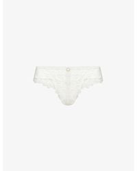 Panache - Allure Floral-Embroidered Stretch-Woven Thong - Lyst