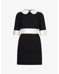 Dolce & Gabbana - Collared Crepe-texture Wool-blend Mini Dress - Lyst