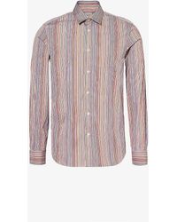 Paul Smith - Ed Stripe-embellished Slim-fit Cotton Shirt Xx - Lyst