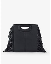 Maje - M Mini Logo-Embossed Fringed-Trim Leather Cross-Body Bag - Lyst