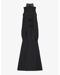 Sacai - High-neck Double-breasted Woven Maxi Dress - Lyst