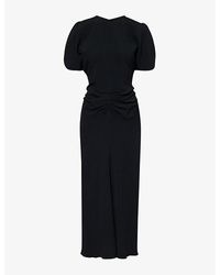 Victoria Beckham - Slim-fit Ruched Stretch-woven Maxi Dress - Lyst