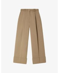Sandro - Wide-Leg High-Rise Cotton-Blend Suit Trousers - Lyst