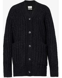 Lauren Manoogian - Saddle V-neck Alpaca Wool And Silk-blend Knitted Cardigan - Lyst