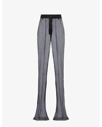 Prada - Organza Semi-Sheer Flared-Leg High-Rise Silk Trousers - Lyst