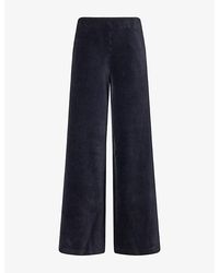 ME+EM - Wide-Leg Velour Cotton-Blend Trousers - Lyst