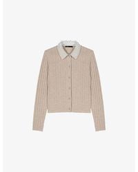 Maje - Beaded Removable-Collar Stretch Wool-Blend Cardigan - Lyst