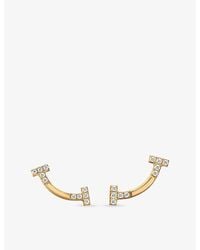 Tiffany & Co. - Tiffany T Smile Mini 18Ct- And 0.07Ct Diamond Earrings - Lyst