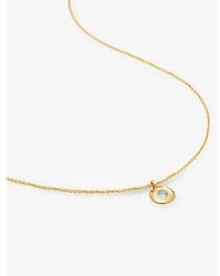 Monica Vinader - March Birthstone 18Ct-Vermeil And Aquamarine Necklace - Lyst