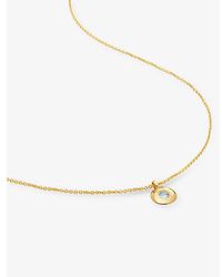 Monica Vinader - March Birthstone 18ct Gold-vermeil And Aquamarine Necklace - Lyst