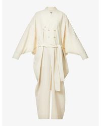 Issey Miyake - Double-breasted Pleated Knitted Coat - Lyst