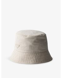 Prada - Logo-Plaque Denim Bucket Hat - Lyst