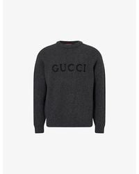 Gucci - Logo-Print Crewneck Wool Jumper - Lyst