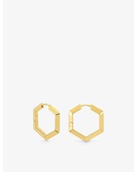Rachel Jackson - Large Bevelled Hexagon-shape 22ct -plated Sterling Silver Hoop Earrings - Lyst