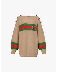 Gucci - Striped Boat-neck Relaxed-fit Wool-blend Jumper - Lyst